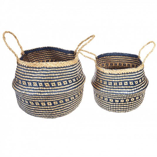 Navy and Natural Seagrass Belly Basket (2 sizes)  - The Wedding of My Dreams