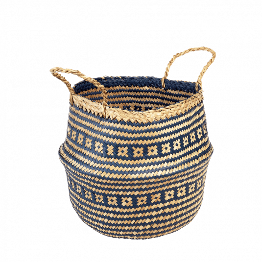Navy and Natural Seagrass Belly Basket (2 sizes)  - The Wedding of My Dreams
