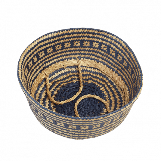 Navy and Natural Seagrass Belly Basket (2 sizes)  - The Wedding of My Dreams