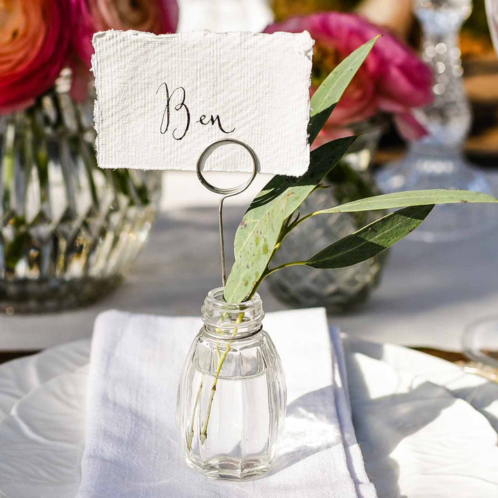 Glass Bud Vase Name Card Holders - Set Of 4 - The Wedding of My Dreams