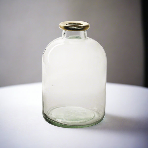 Glass Bottle Vase with Gold Rim