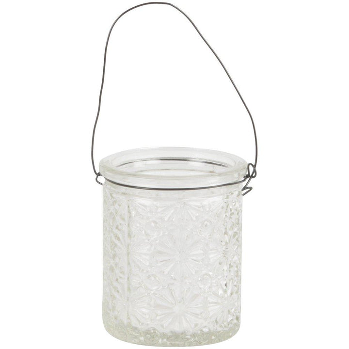 Textured Pressed Glass Tea Light Holders with Wire Hanger - Set of 2 candle holder - The Wedding of My Dreams