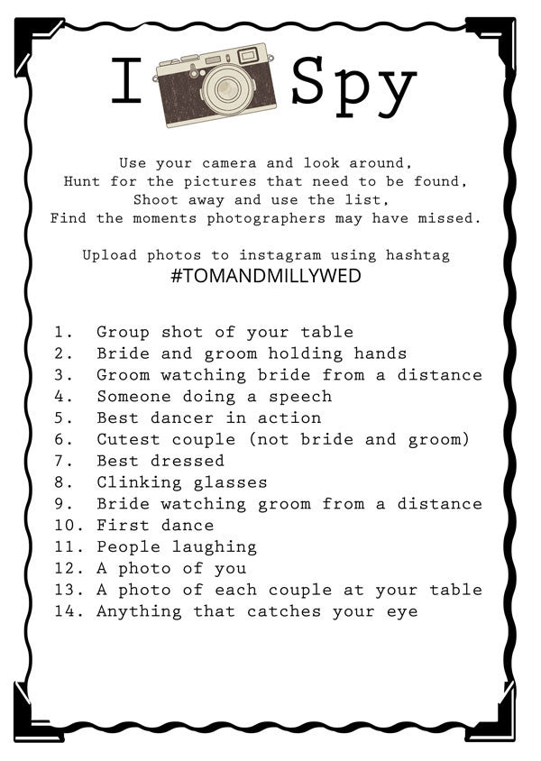 Instagram Photo Prompt Sheet - Free Printable - The Wedding of My Dreams