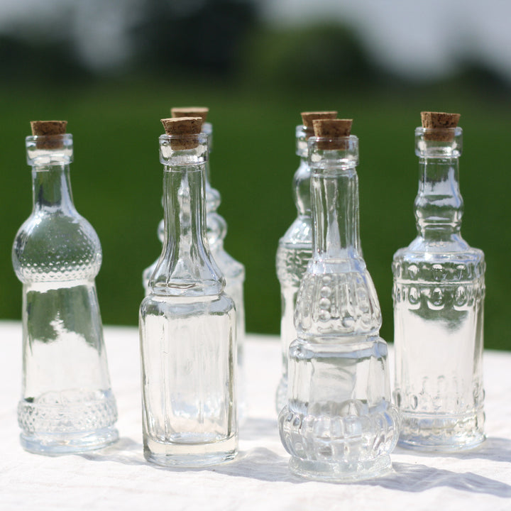 Set Of 6 Glass Bottle Vases (with cork stoppers) - The Wedding of My Dreams