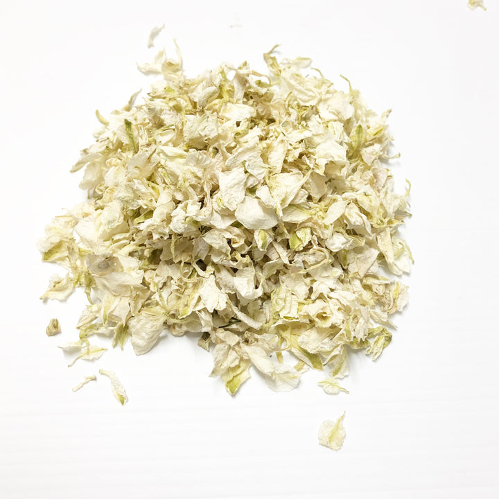 Ivory Cream Wedding Confetti Natural Delphinium Petals - The Wedding of My Dreams