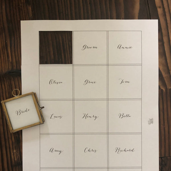 Printable Names for Tiny Brass Photo Frame Place Card - The Wedding of My Dreams