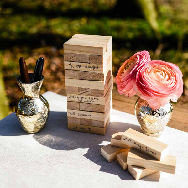 Wooden Jenga Wedding Guest Book (72 pieces) - The Wedding of My Dreams