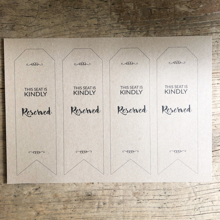Printable Wedding Reserved Seat Signs : Digital Download Print At Home - The Wedding of My Dreams