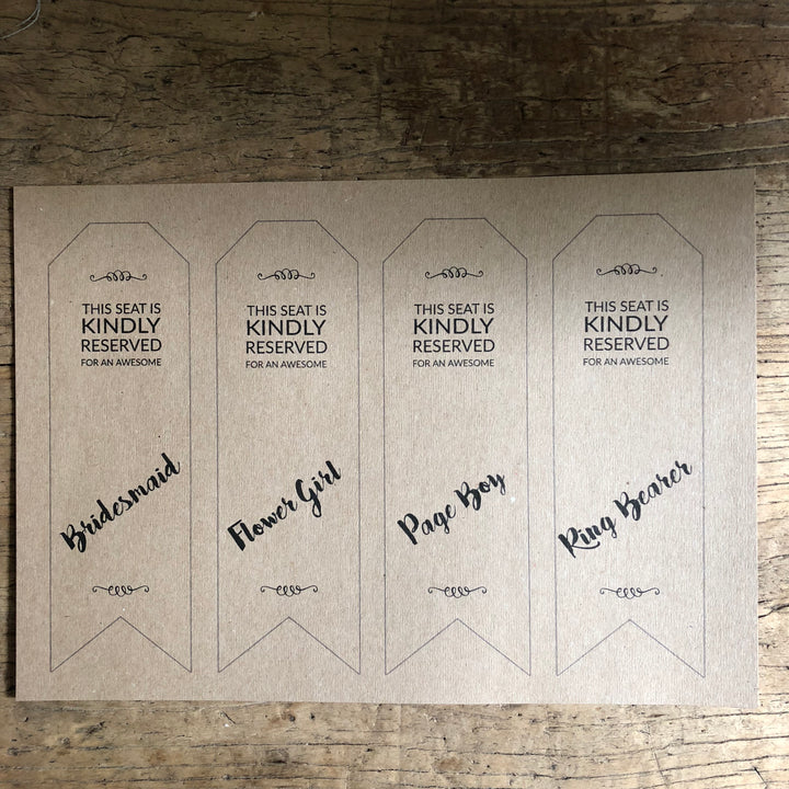 Printable Wedding Reserved Seat Signs : Digital Download Print At Home - The Wedding of My Dreams