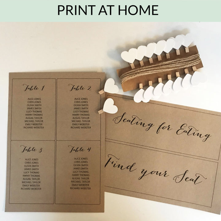 Table Plan Cards 1 - 20: Printable / Instant Download - Rustic Chic - The Wedding of My Dreams