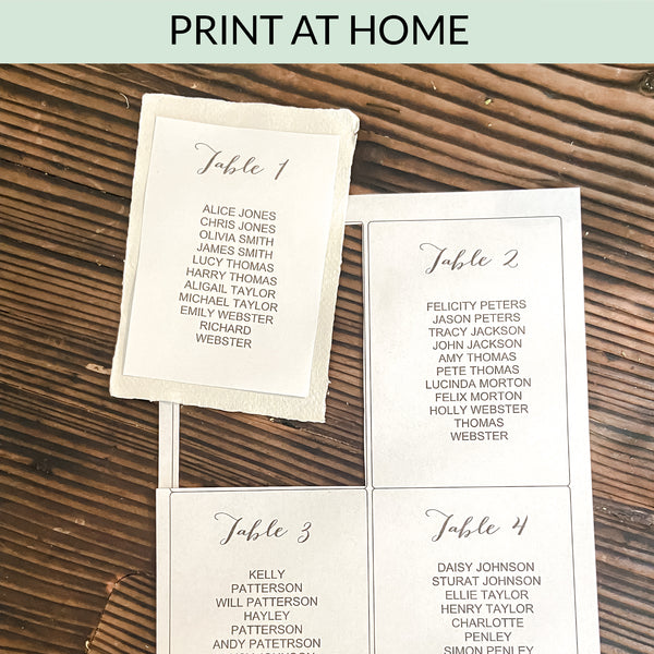 Table Plan Cards 1 - 20: Printable / Instant Download - The Wedding of My Dreams