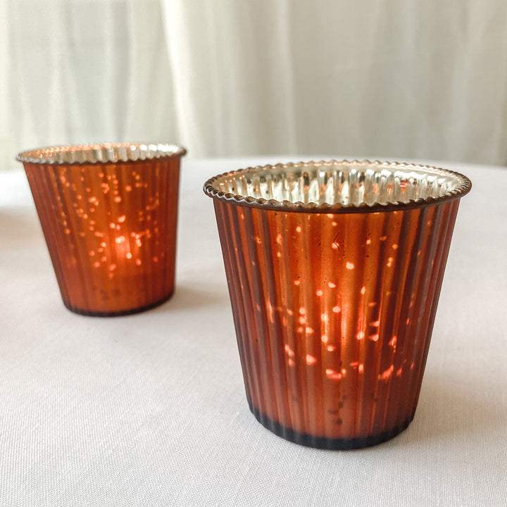 Bronze Ribbed Mercury Glass Tea Light Holder - The Wedding of My Dreams