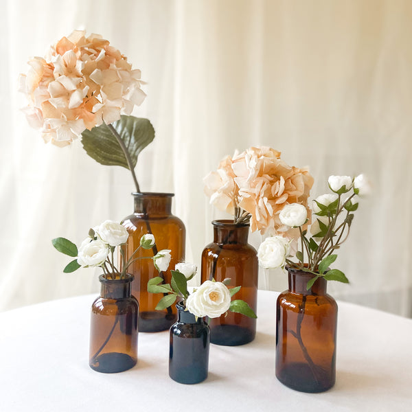 Amber Brown Glass Apothecary Bottles (Set of 5) Wedding Vases