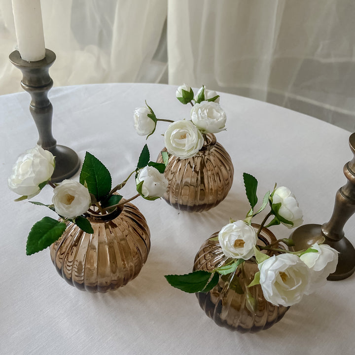 Amber Brown Glass Vase Round 8.5cm - Wedding Vases centrepieces and vases - The Wedding of My Dreams