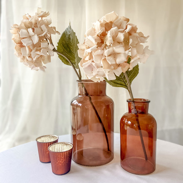 Amber Brown Glass Botanical Bottle Vase (2 sizes) Wedding Centrepieces