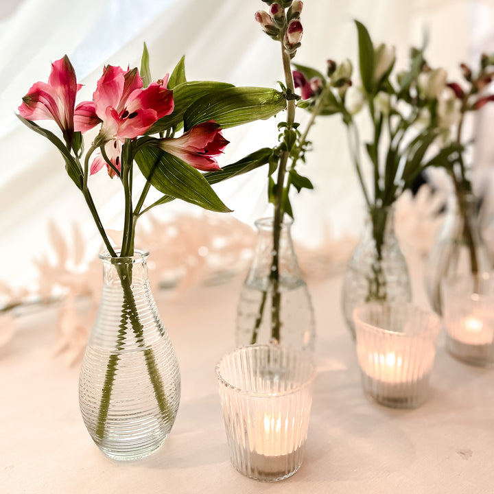Clear Glass Tea Light Holder Ribbed Design candle holder - The Wedding of My Dreams