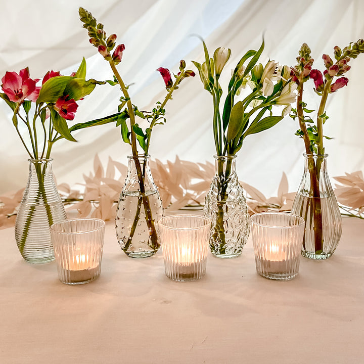 Clear Glass Tea Light Holder Ribbed Design candle holder - The Wedding of My Dreams