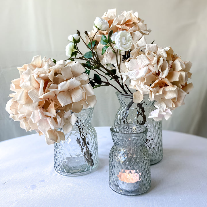 Textured Pressed Glass Hurricane Wedding Vase (3 Sizes) centrepieces and vases - The Wedding of My Dreams