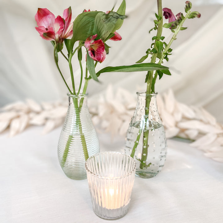 Clear Glass Tea Light Holder Ribbed Design candle holder - The Wedding of My Dreams