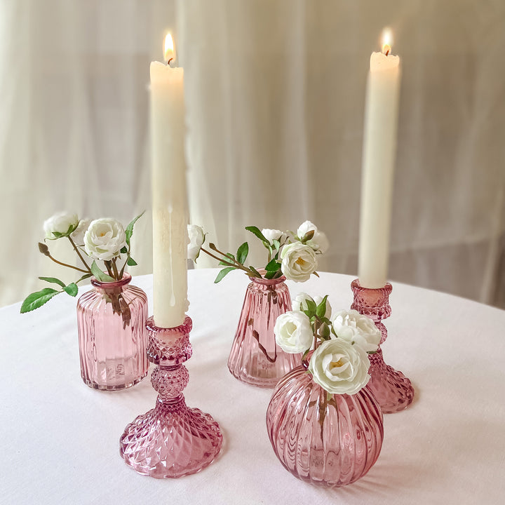 Pink Glass Bud Vases - Set of 3  - The Wedding of My Dreams