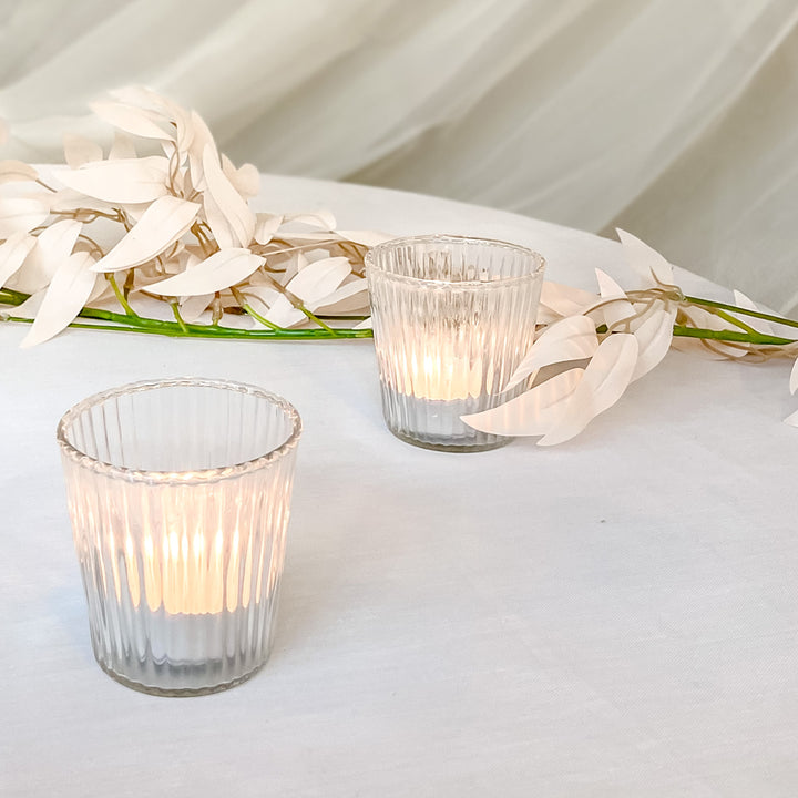 Clear Glass Tea Light Holder Ribbed Design candle holder - The Wedding of My Dreams