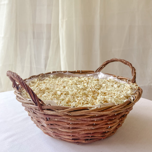 Round Natural Woven Confetti Basket - Holds 40 handfuls of petals