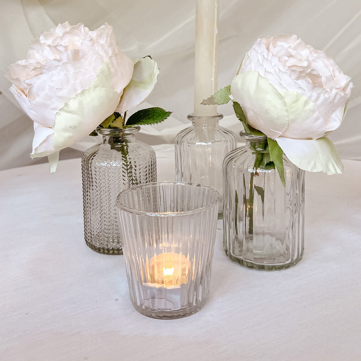 Clear Glass Tea Light Holder Ribbed Design candle holder - The Wedding of My Dreams