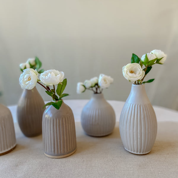 Ceramic Bud Vases - Set of 3 (Ivory /Taupe) Wedding Vases