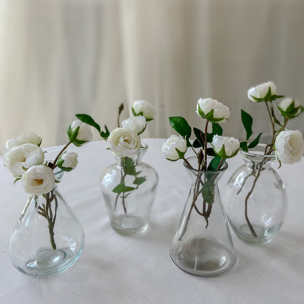 Dainty Clear Glass Bud Vases Wedding Table Decorations - Set of 4