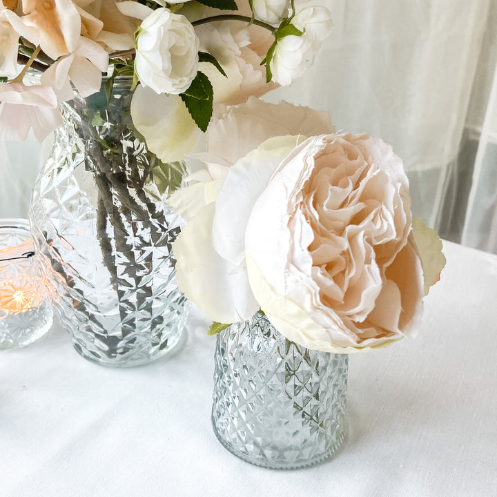Textured Pressed Glass Hurricane Wedding Vase (3 Sizes) centrepieces and vases - The Wedding of My Dreams
