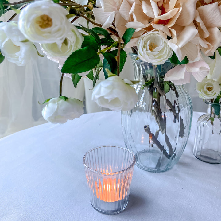 Clear Glass Tea Light Holder Ribbed Design candle holder - The Wedding of My Dreams