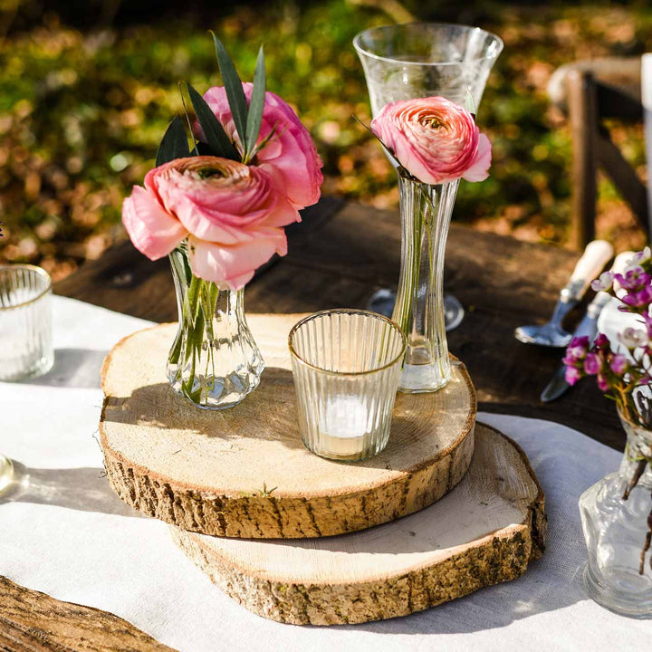 Ribbed Clear Glass Tea Light Holder  with Gold Rim - The Wedding of My Dreams