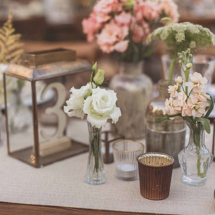 Ribbed Clear Glass Tea Light Holder  with Gold Rim - The Wedding of My Dreams