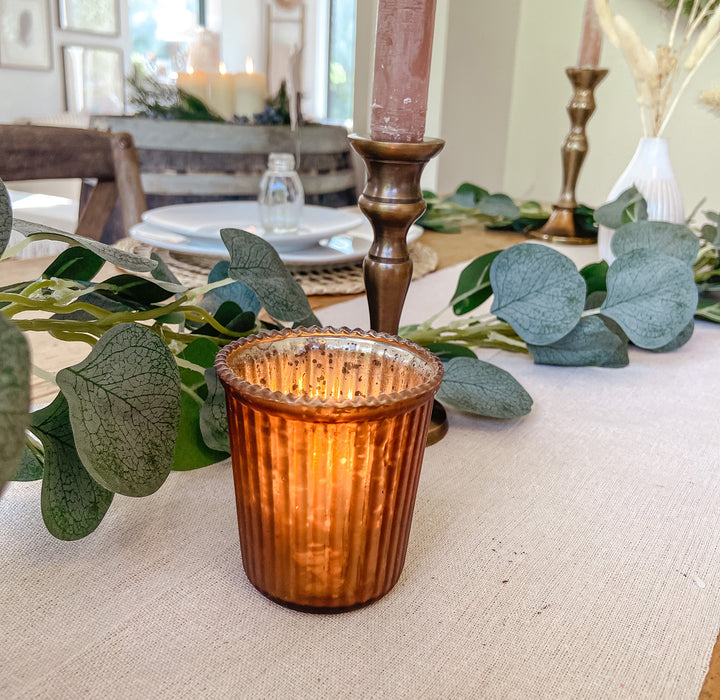 Bronze Ribbed Mercury Glass Tea Light Holder - The Wedding of My Dreams