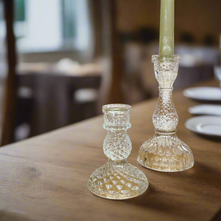 Pressed Glass Candlestick (2 sizes) - The Wedding of My Dreams