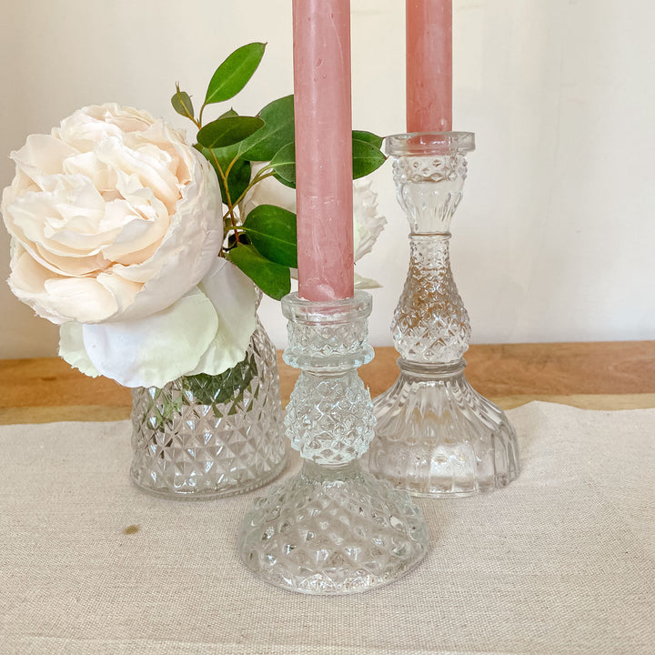 Pressed Glass Candlestick (2 sizes) - The Wedding of My Dreams