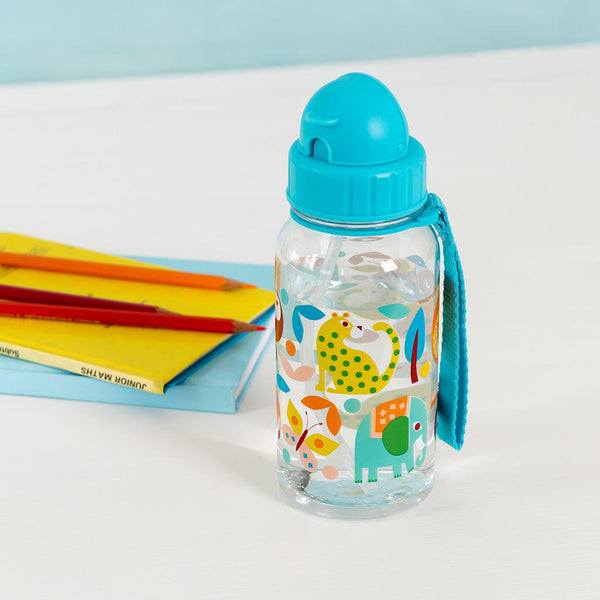 Wild Animals Water Bottle with Straw - Children's Stocking Filler