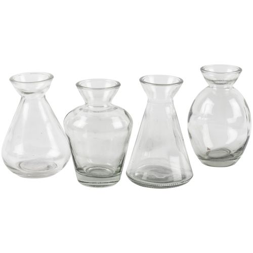 Dainty Clear Glass Bud Vases Wedding Table Decorations - Set of 4 Assorted - The Wedding of My Dreams