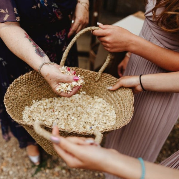 Natural Seagrass Confetti Basket with Handle - Wedding Confetti