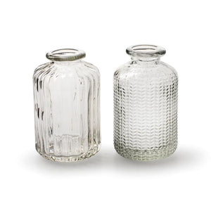 Set Of 2 Clear Pressed Glass Bottle Vases Florence centrepieces and vases - The Wedding of My Dreams