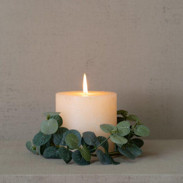 Frosted Eucalyptus Candle Ring - Christmas Table Decoration