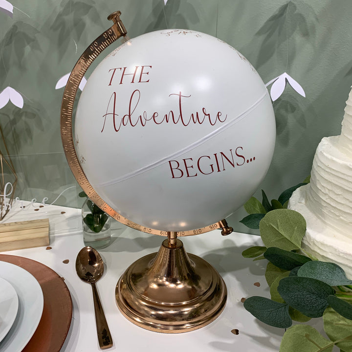 Wedding Guest Book Globe - The Adventure Begins Here - The Wedding of My Dreams