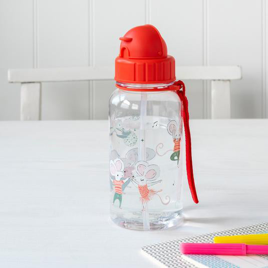 Children's Water Bottle with Straw - Dancing Mice, Gift Stocking Filler