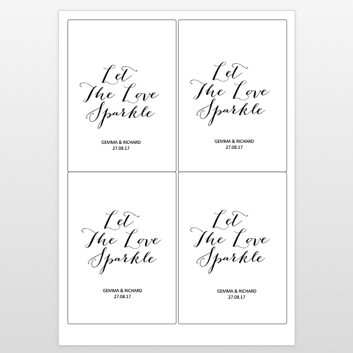 Printable: Let The Love Sparkle Sparkler Tags (personalised) - The Wedding of My Dreams