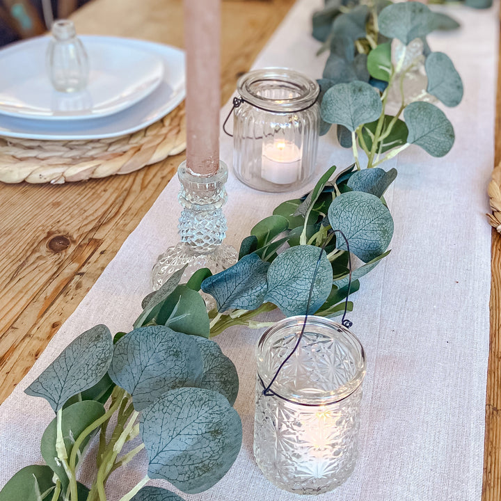 Textured Pressed Glass Tea Light Holders with Wire Hanger - Set of 2 candle holder - The Wedding of My Dreams