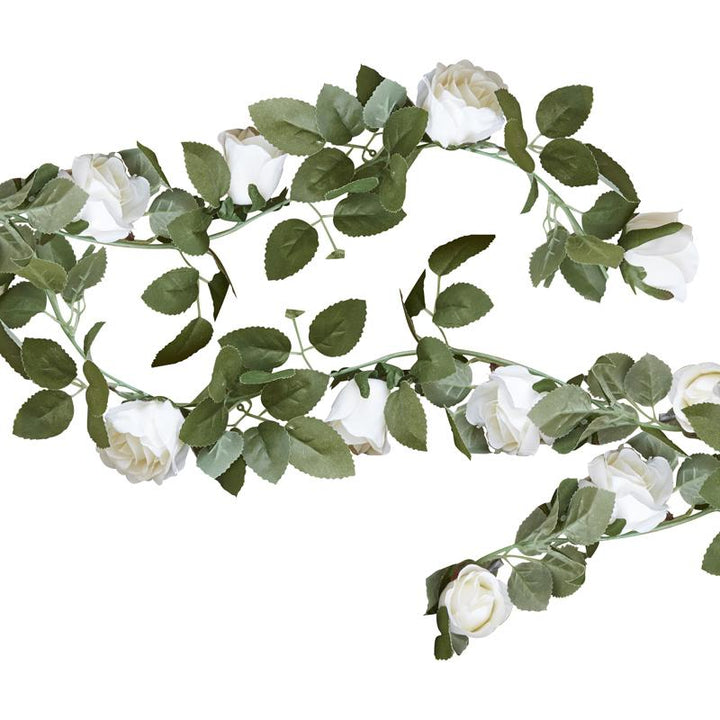 Artificial White Rose Floral Decorative Garland 2m - The Wedding of My Dreams