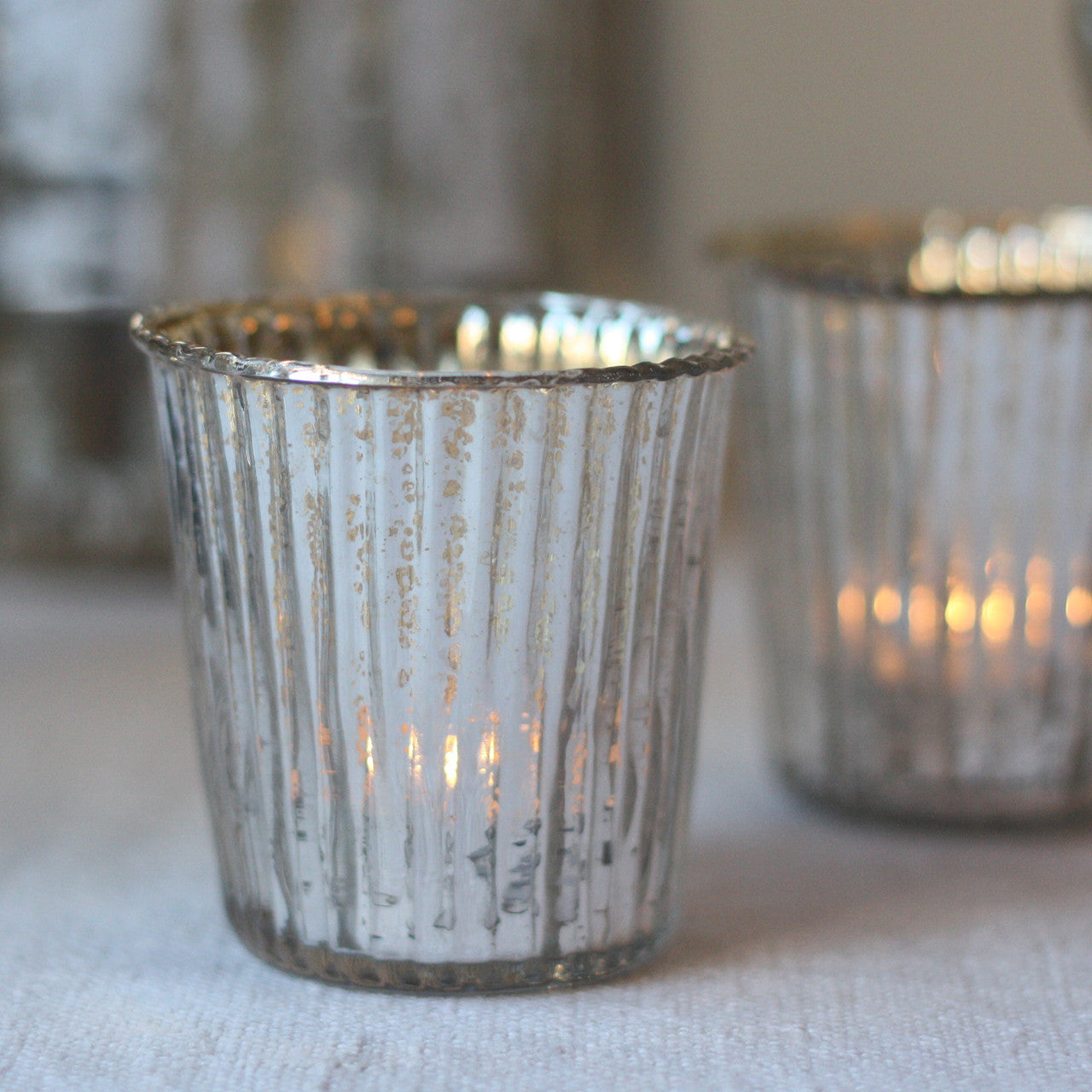 Mini Ribbed Tea Lights Ribbed Mercury Silver Glass Tea Light Holders – The Wedding of My Dreams