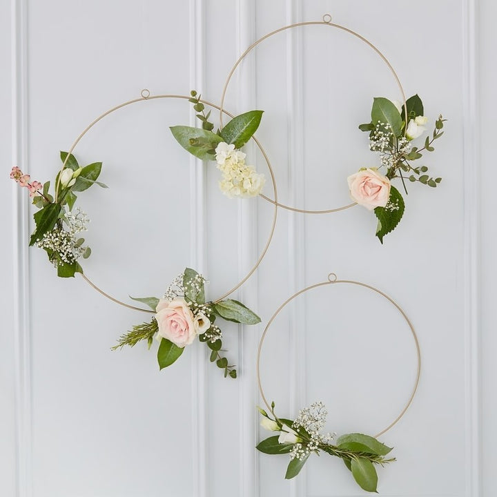 Gold Floral Wedding Hoops Backdrop - The Wedding of My Dreams