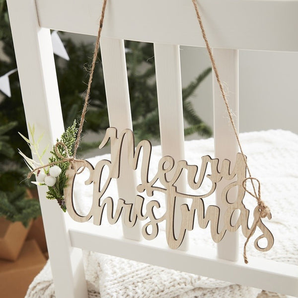 Wooden Merry Christmas Hanging Signs - Pack of 4 - The Wedding of My Dreams