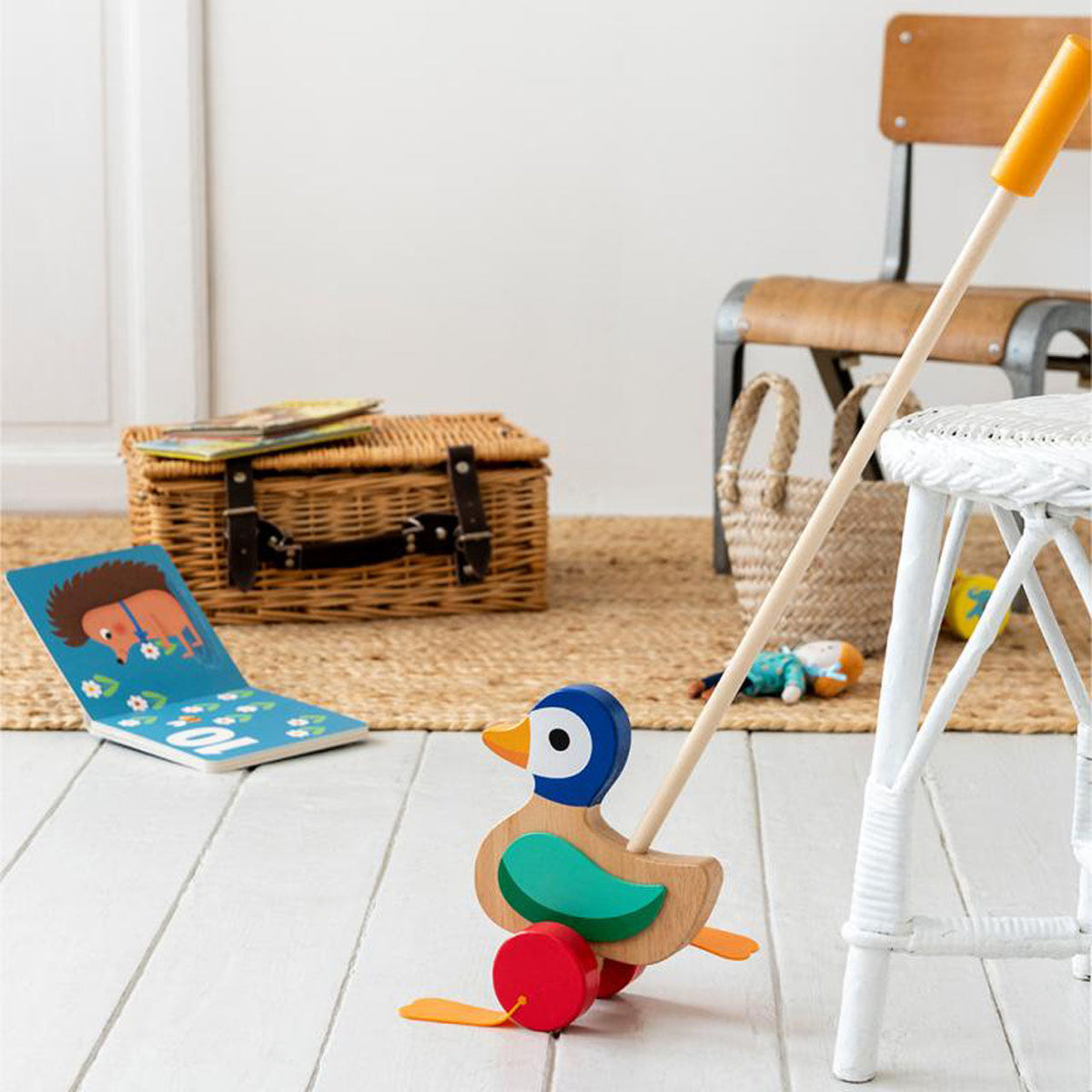 Wooden Push Along Toy Duck Traditional Toddler Toy Children's Gift
